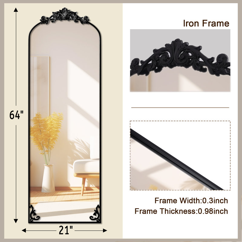 Miroir Kaceton, Noir, 21 po x 64 po