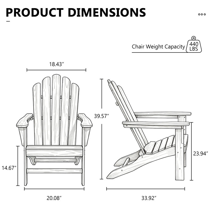 Chaslynn Outdoor Teak Adirondack Chair, Patio Curveback Lounge Chair