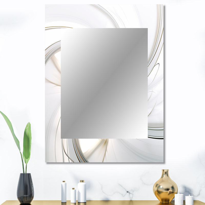 Fractal Flower Joy in Cosmic White I - miroir mural fractal, miroir décoratif blanc, impression d'art en métal, 40 po x 30 po
