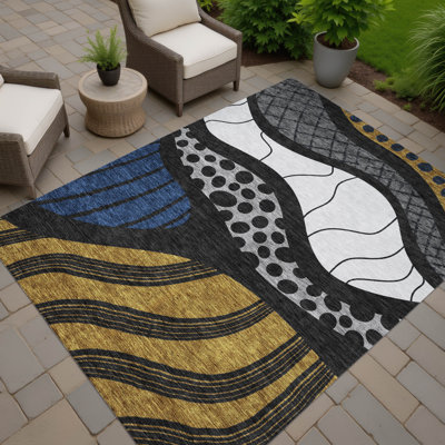 Machine Washable Indoor/Outdoor Chantille ACN2689 Abstract Rug