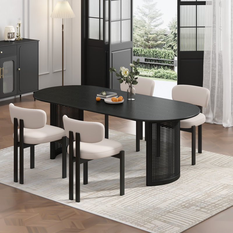 Table de salle à manger 66 po, 29.64"H x 66.3"L x 33.15"W, Noir