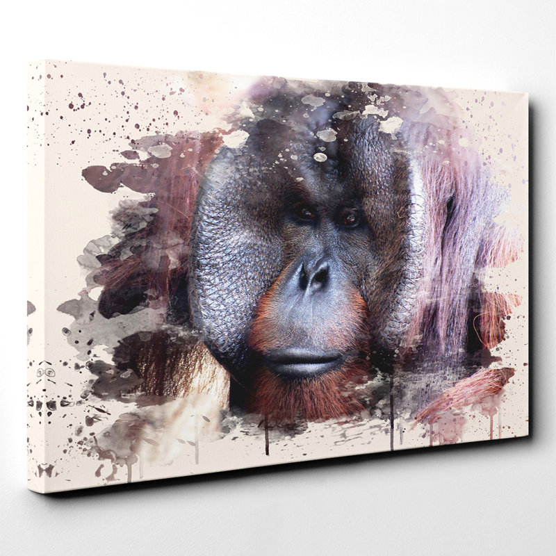 Orangutan Monkey (2) Painting on Canvas - Wrapped Canvas, 50cm H x 76cm W