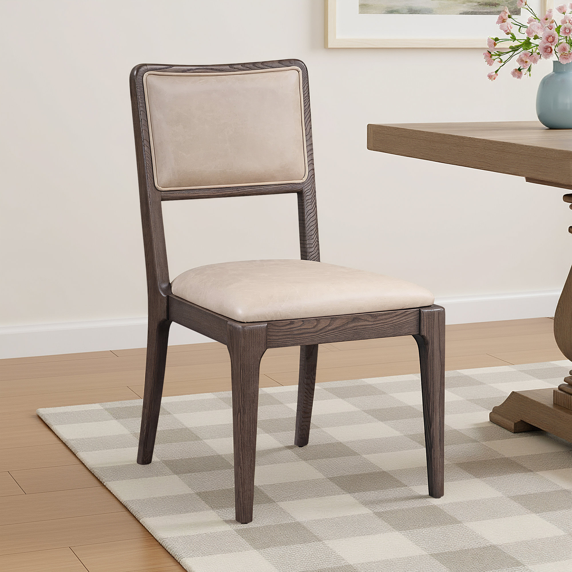 Bigelow Genuine Leather Side Chair, Beige