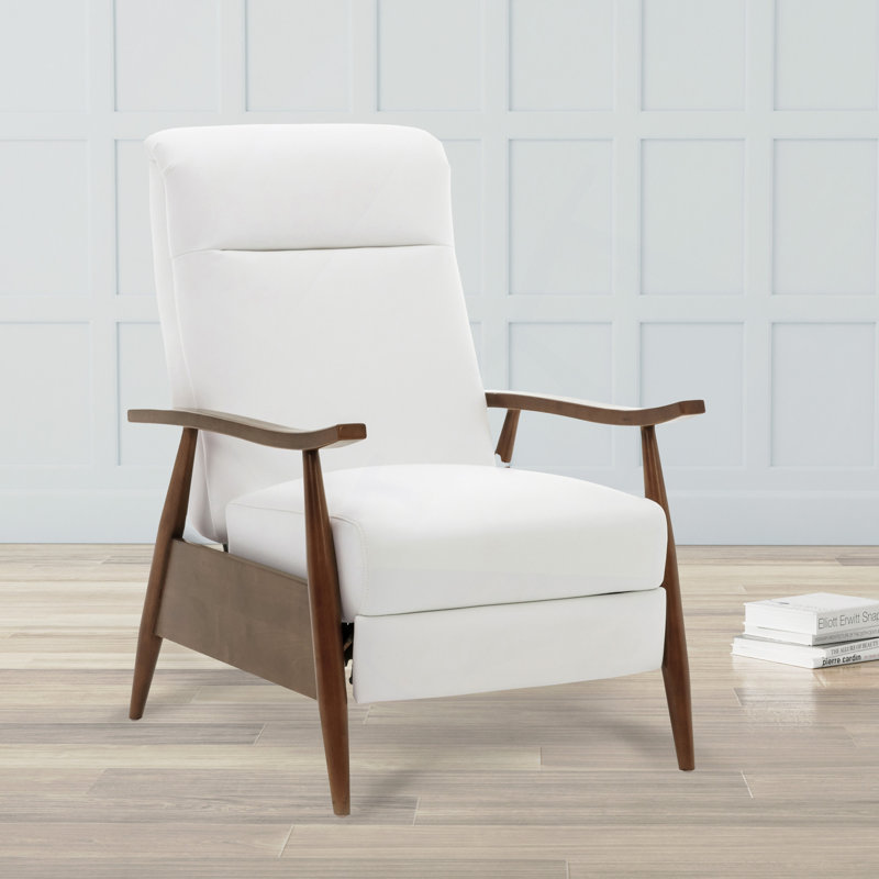 Fauteuil inclinable à accoudoirs en bois, Blanc