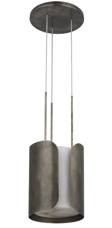 Anne-Marie Barton Armise Pendant with Nova Frost, Mottled Pewter, 245.25" H x 11" W, White