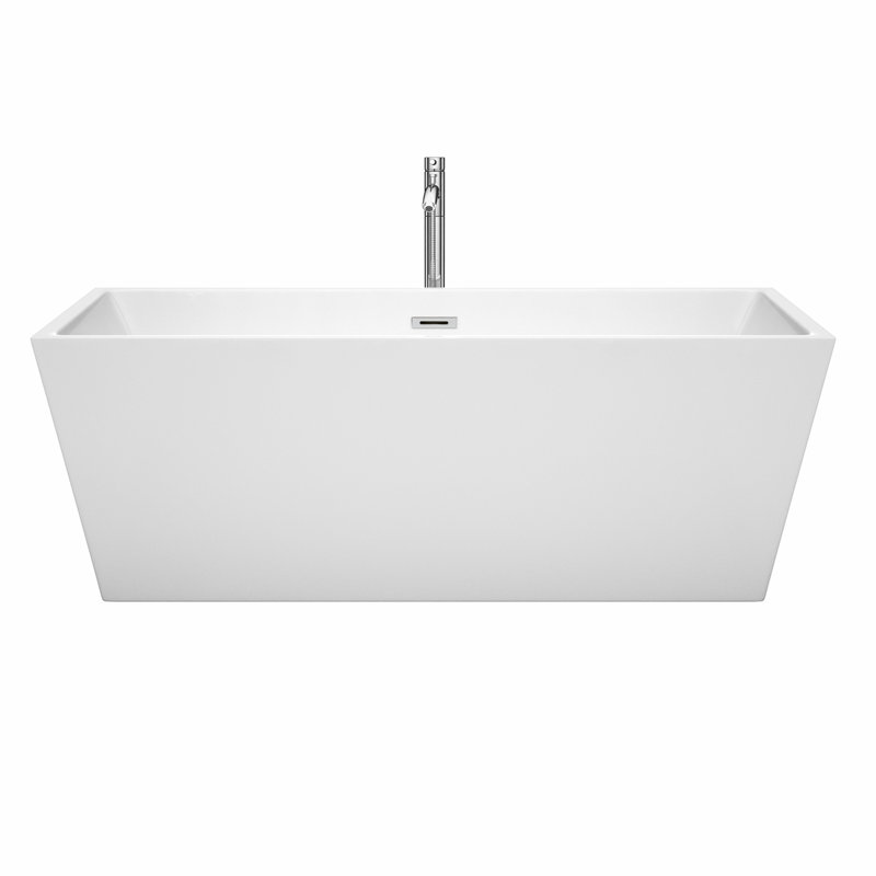 Baignoire de trempage autoportante en acrylique avec robinet 67 po. X 32 po. Sara, Chrome poli