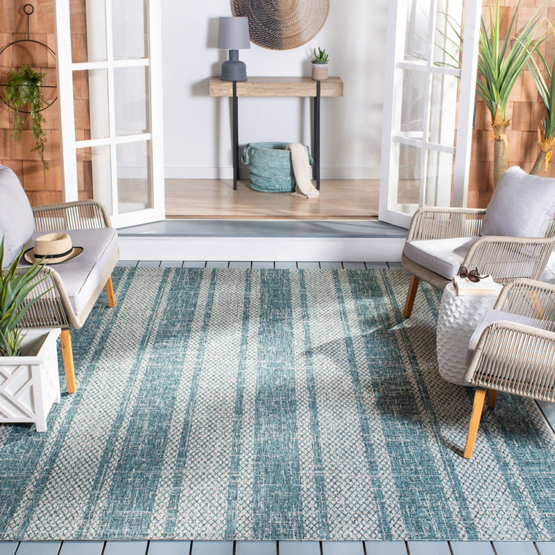 Herefordshire Performance Striped Indoor/Outdoor Area Rug, Rectangle 8' x 11'