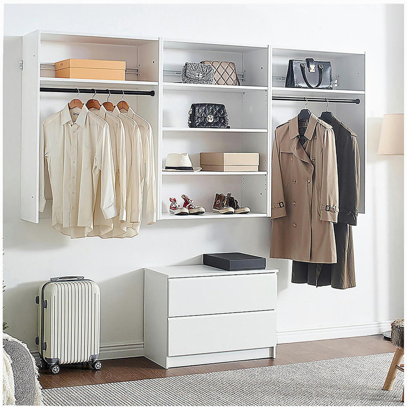 Devi White Wall Mounted Wood Closet System, White
