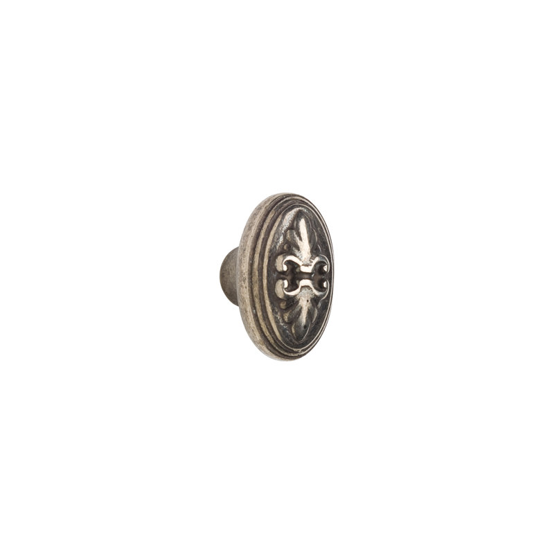 Fleur De Lis Bronze Oval Knob, Silicon Bronze Brushed