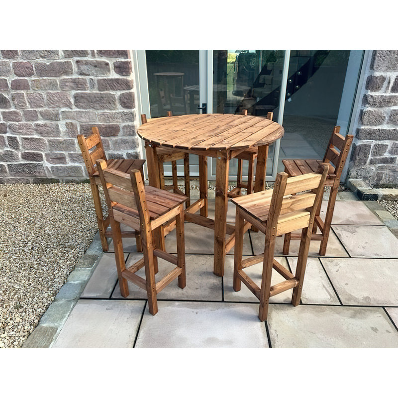 Imola 6 - Person Wood Patio Dining Set with Round Table