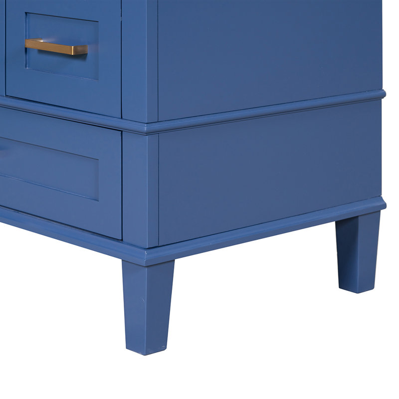Ensemble de meuble-lavabo simple 30,01 po Gabja, Bleu marine/doré