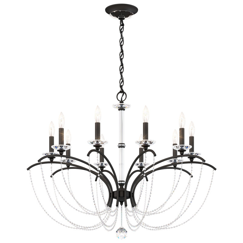 Priscilla 10 - Light Chandelier, Optic Crystal, Black