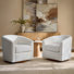 Amiir 30.5'' Wide Modern Upholstery Swivel Barrel Chair with Solid Wood Base