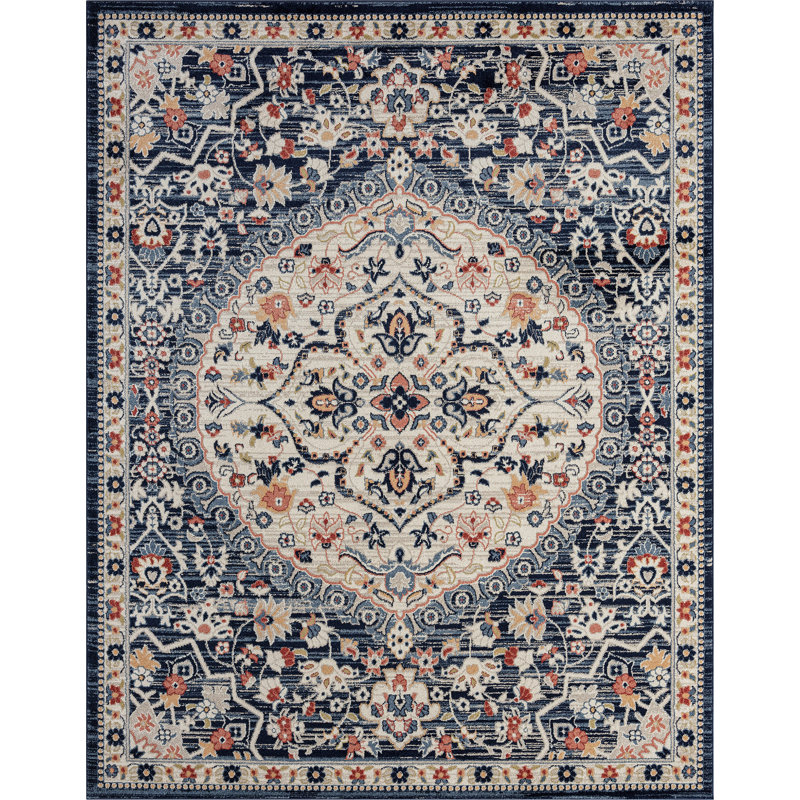 Tapis oriental bleu marine Fearn, Rectangulaire 2 pi x 3 pi