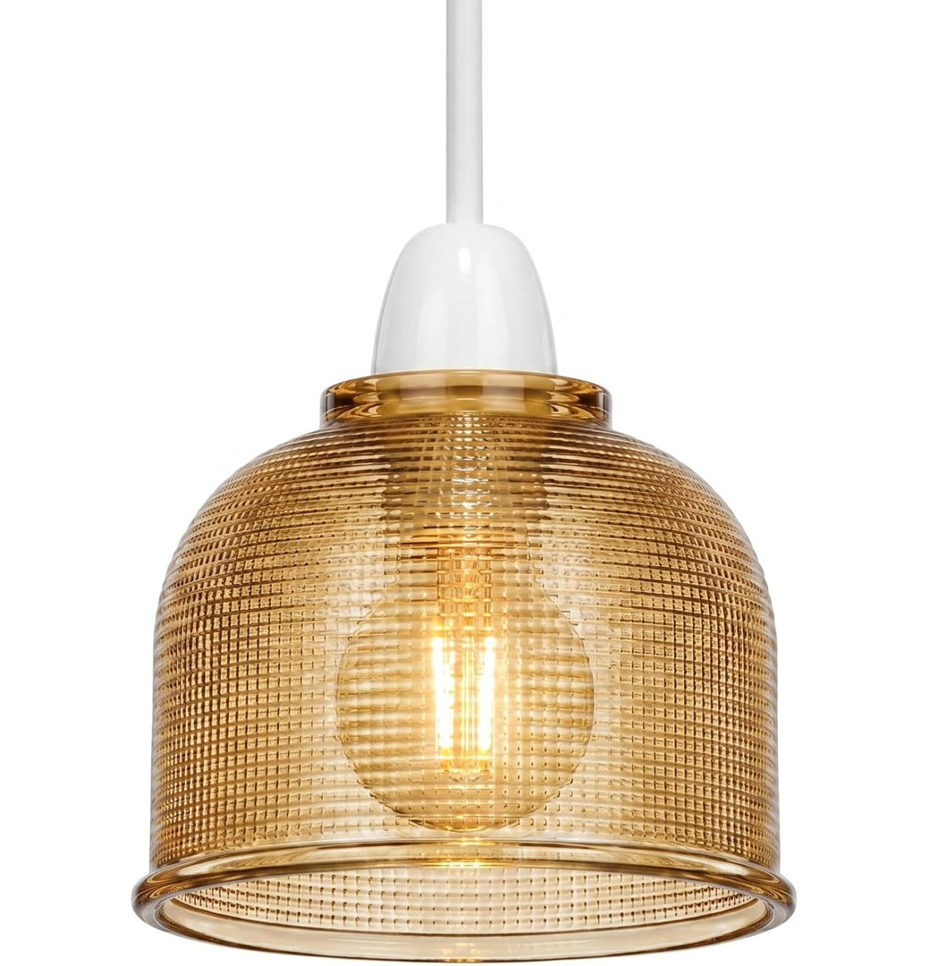 Modern Textured Glass Lamp Shade, 14cm Pendant Light Shade Replacement for Ceiling Pendant Fixtures