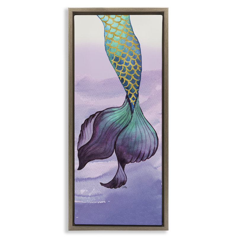 «Glam Accent Mermaid Tail» par Elizabeth Medley, H 25 po x l 11 po, Cadre flottant orme Montalcino