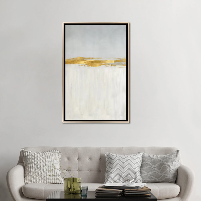 Linear Gold II - reproduction d'art murale - toile encadrée, H 48 po x l 32 po, Impression encadrée sans passe-partout