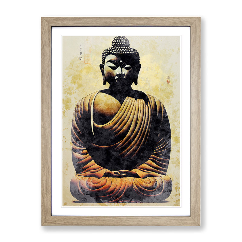Mesmerising Buddha - Framed Print, 34cm H x 25cm W x 2cm D, Oak