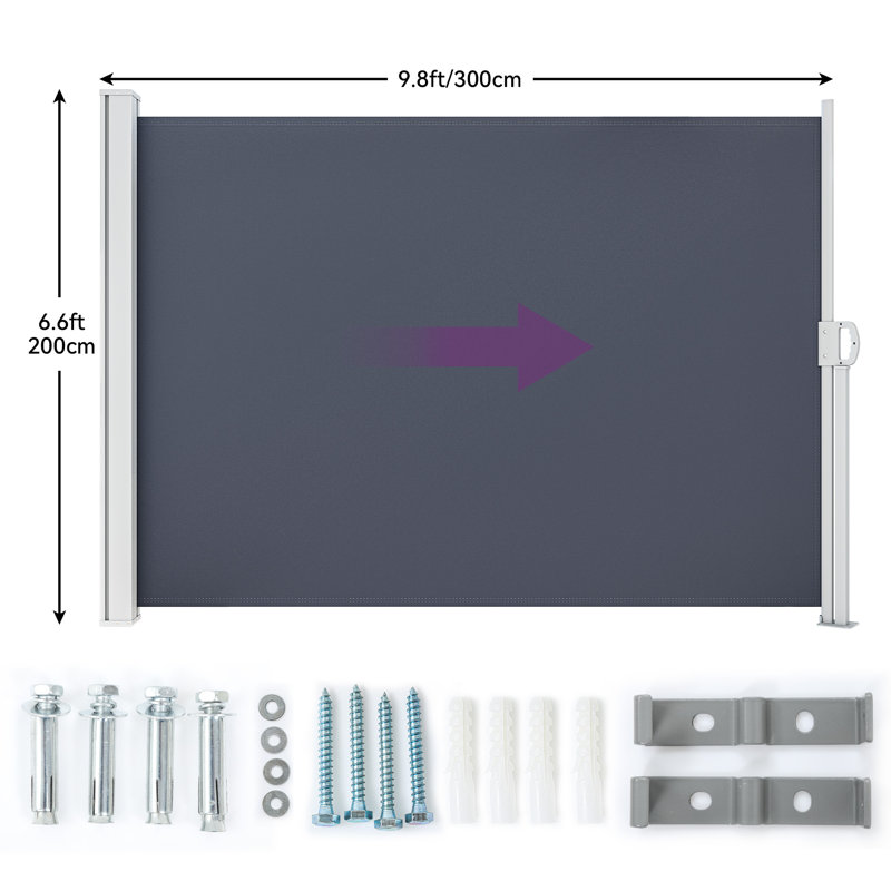 Edrosie Inc 118'' W D Polyester Cover Retractable Side Awning, 63" H x 118" W, Gray