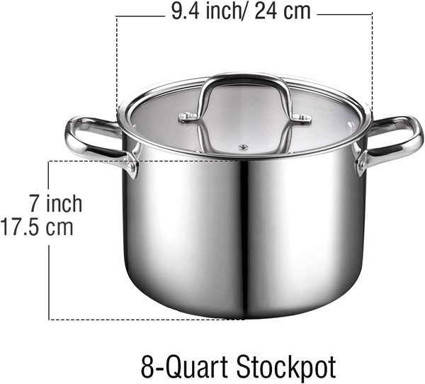 CooksEssentials Stainless Steel Nonstick 8 Qt. Electric Stock Pot 