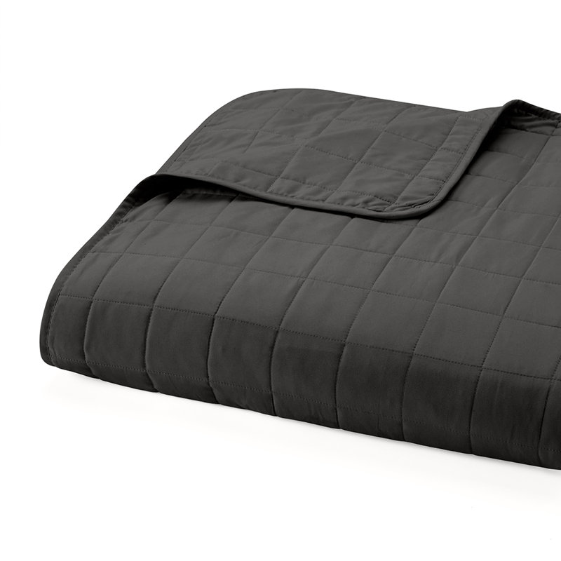 Quilt Coverlet Set All Season Microfiber Contemporary Ultra Soft Bedding in Square Stitch, Gray