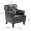 Chaise avec accoudoirs en similicuir rembourrée à 4 pieds-261323304-261323303