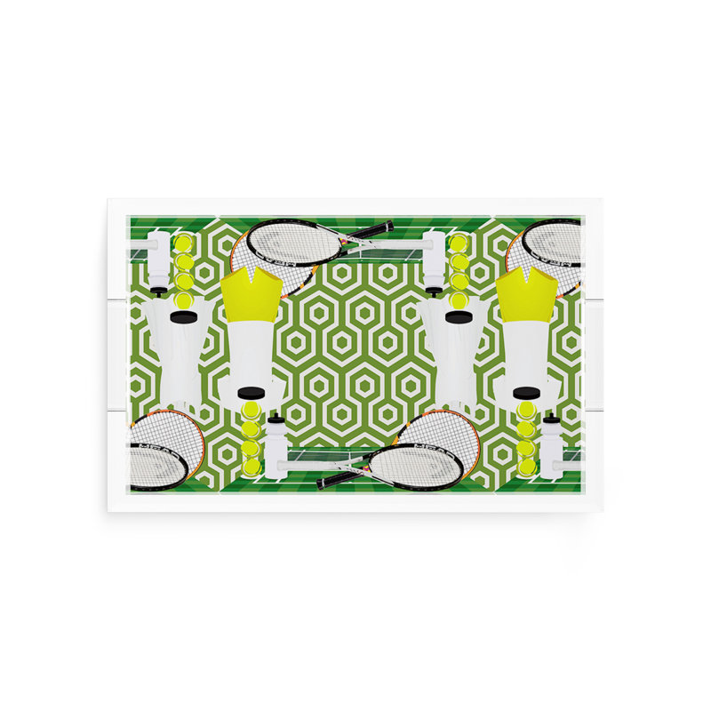 Plateau décoratif tennis Tennis, 2" H x 12.5" W x 7.75" D, Green/White