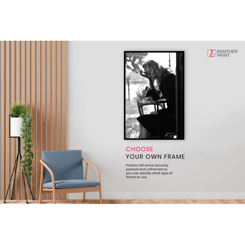 Closed-eyes Woman Smoking - No Frame Print, 76cm H x 51cm W