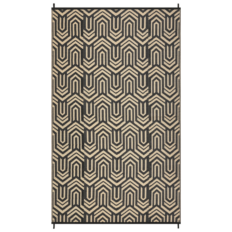Outdoor Rug Modern Geometric Outdoor Door Mat Woven Plastic, Low Pile, Durable & Easy Care Rug for Patio, Deck, or Garden, Portable Carpet