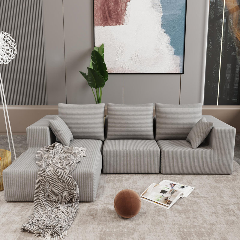 Canapé d'angle, canapé modulaire, canapé modulaire, canapé-lit, fabriqué en éponge haute densité et en tissu moelleux doux, avec plusieurs combinaisons disponibles