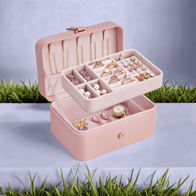 Organisateur de bijoux 2 couches, Rose gelée