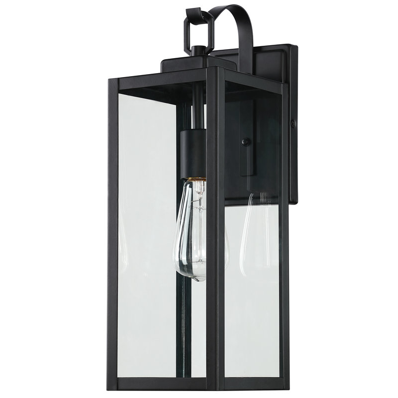 Schlesinger Outdoor Wall Lantern, 45.1cm H x 15cm W x 19.9cm D, Matte Black