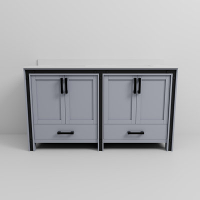Ziva 60 in W x 22 in D Double Bath Vanity and White Top