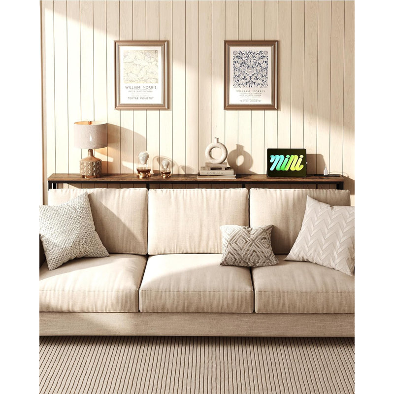 Rustic Console Table – Space-Saving Design, Power Strip Included, Ideal For Tight Spaces, Easy Assembly, Rustic Brown