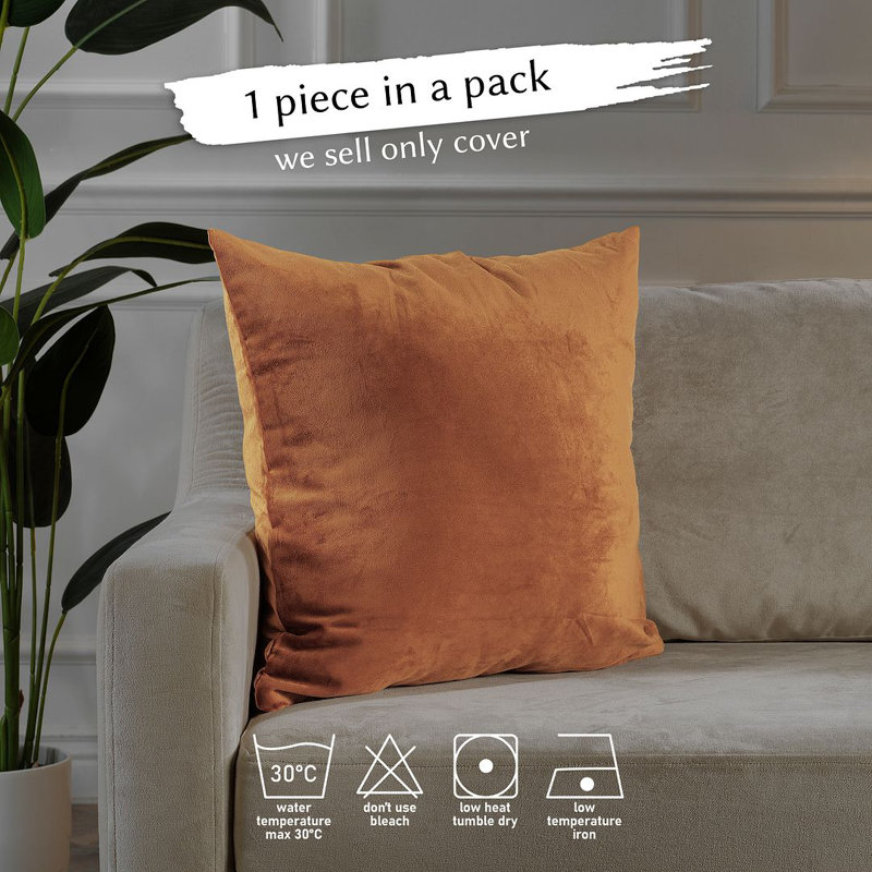 Housse de coussin en velours mat 1pc, Carré 12 po, Bourbon