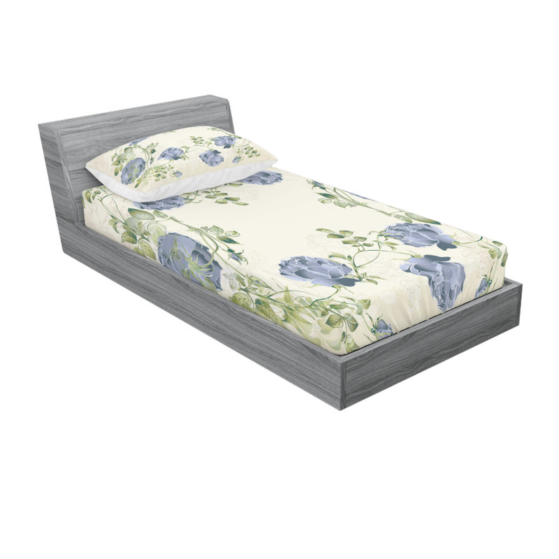 Microfiber Floral Sheet Set, Twin XL Sheet Set with Fitted Sheet