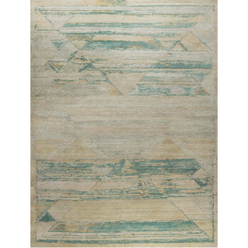 Tapis en laine noué à la main, Rectangle 10 pi x 14 pi