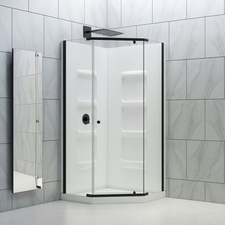Nevada 36'' W 74'' H Framed Neo-angle Reversible Shower Kit