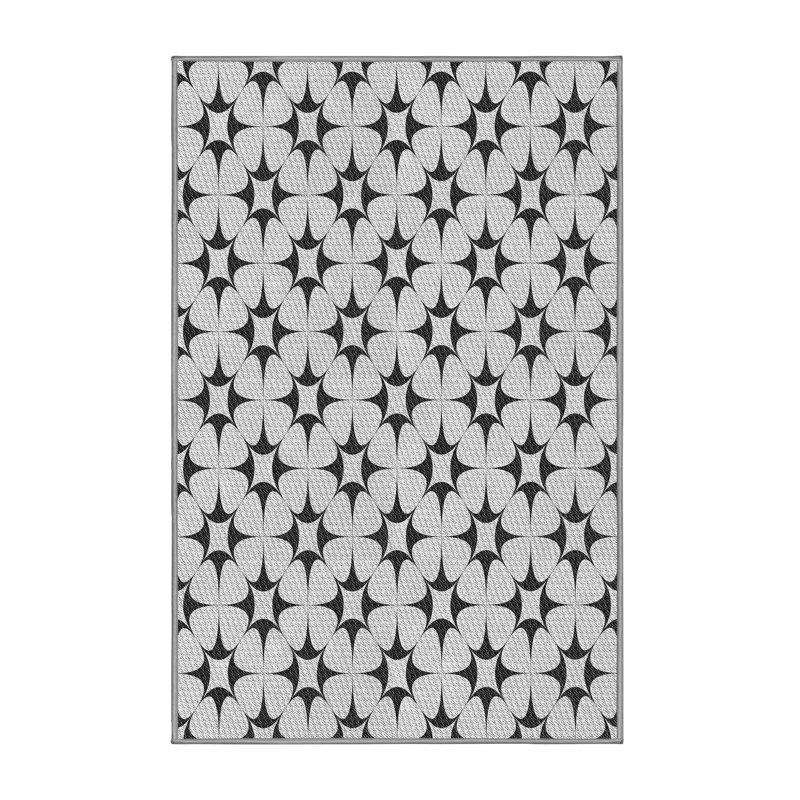 Tapis noir à motifs géométriques, Rectangle 5 pi x 7 pi