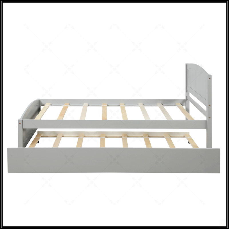 Lit plateforme simple avec lit gigogne, Gris