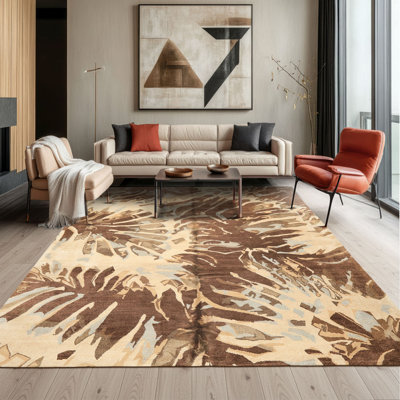 Tapis tibétain moderne abstrait en laine noué à la main 8 x 10 de qualité supérieure 8 x 10
