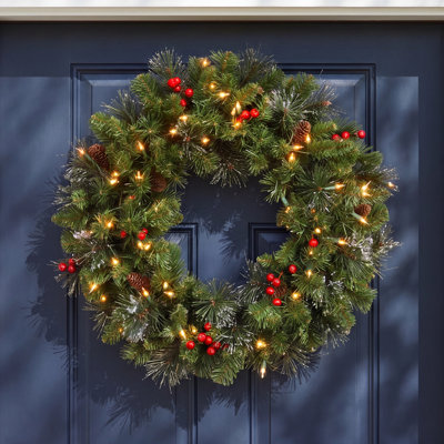 The Holiday Aisle® 36" Pre-Lit Spruce Wreath