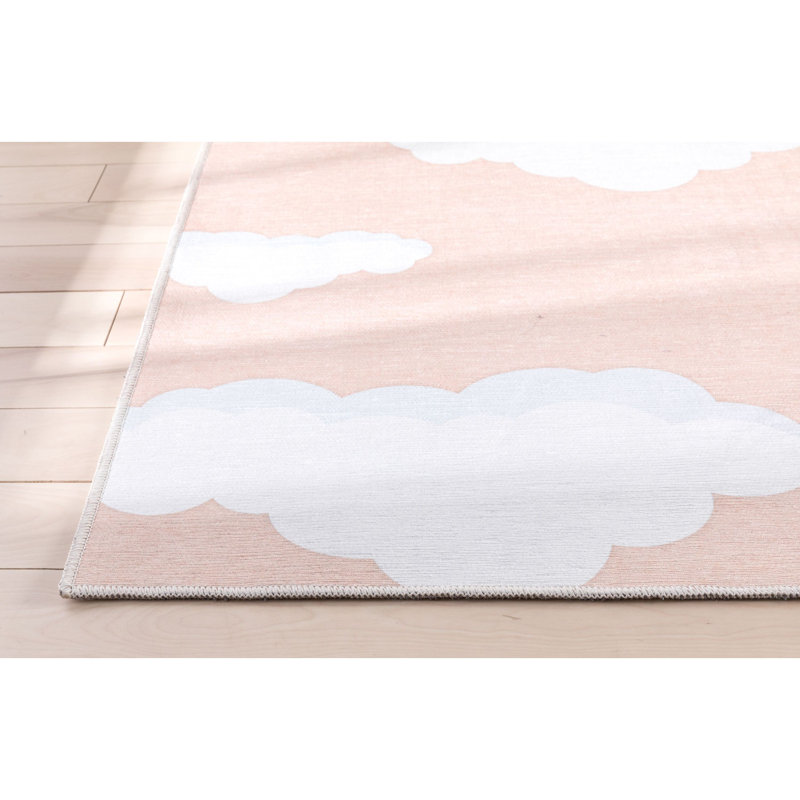 Tapis bleu clair Kehr Kids Rugs Cloud 9, Rectangle 6 pi x 9 pi, Corail