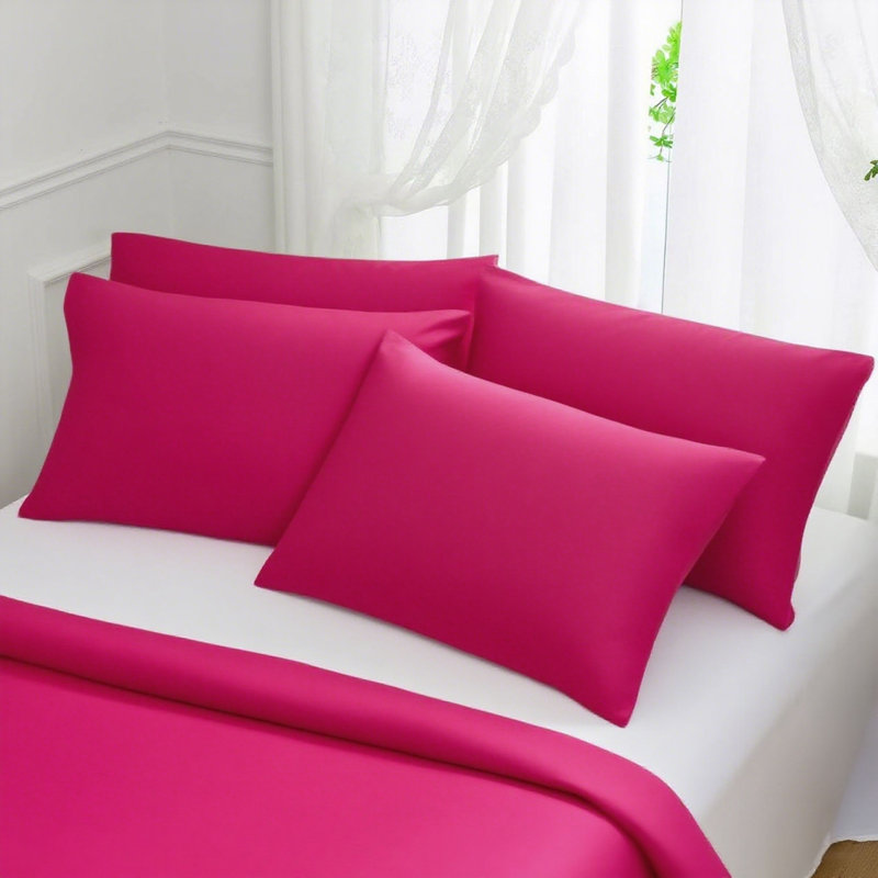 Plush Brushed Microfiber Pillowcases 4 Pack - Wrinkle Fade Stain-Resistant Envelope Style 20x30 Inches​, Magenta