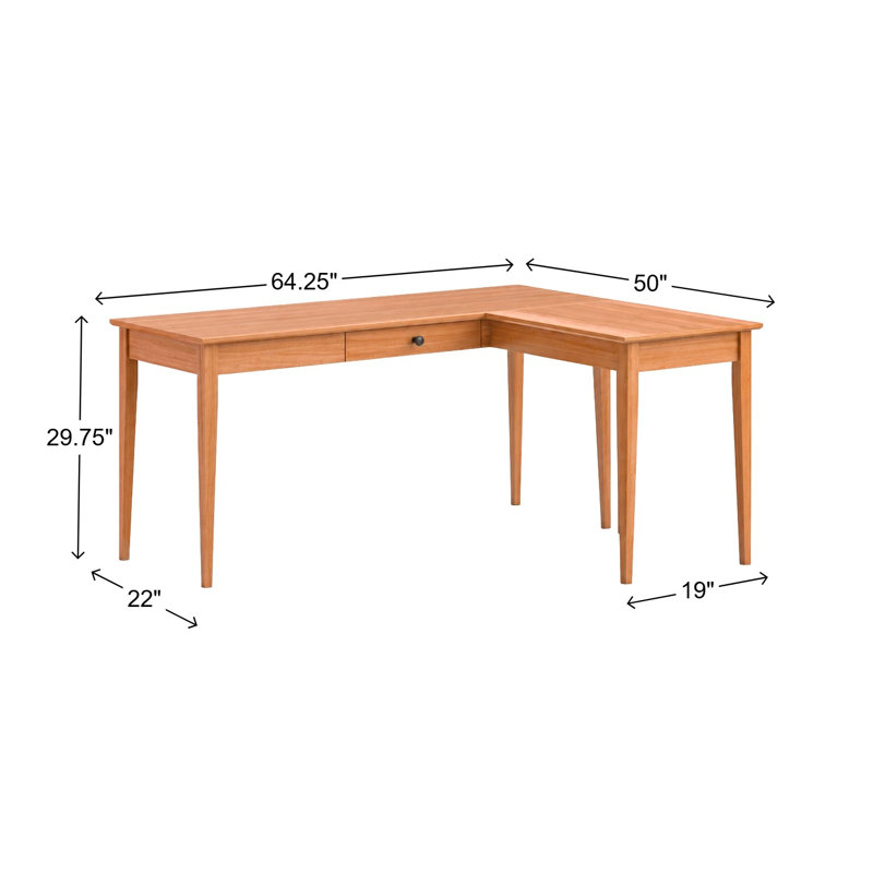 Bureau d'écriture Malani, H 29,75 po x l 64,25 po x P 50 po, Naturel