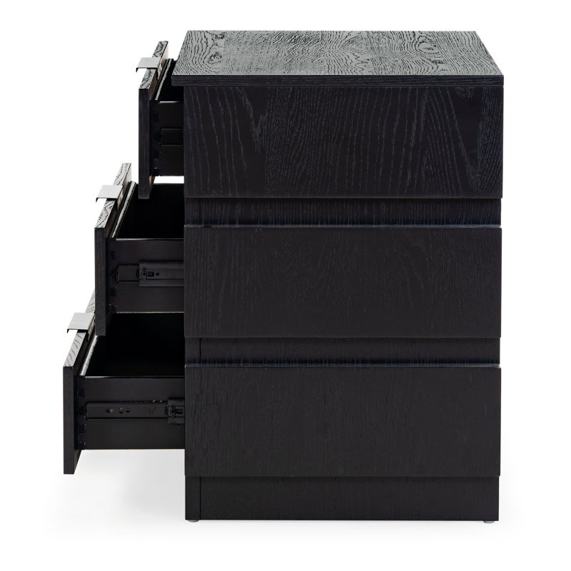 Titus 3 Drawer Stacked Chest, Black
