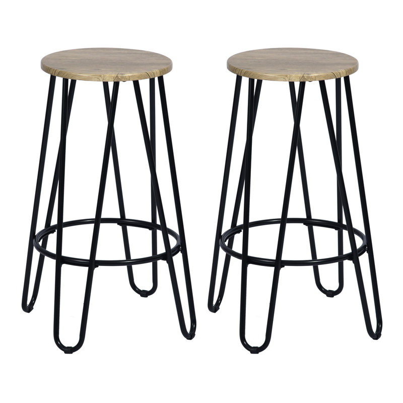 Higley Counter Stool with Metal Frame, Light Wood