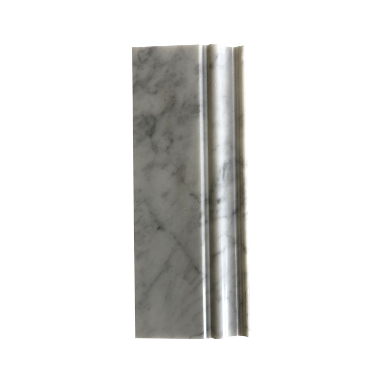 Bianco Carrara 5" x 12" Polished Marble Baseboard Tile Trim in Gray