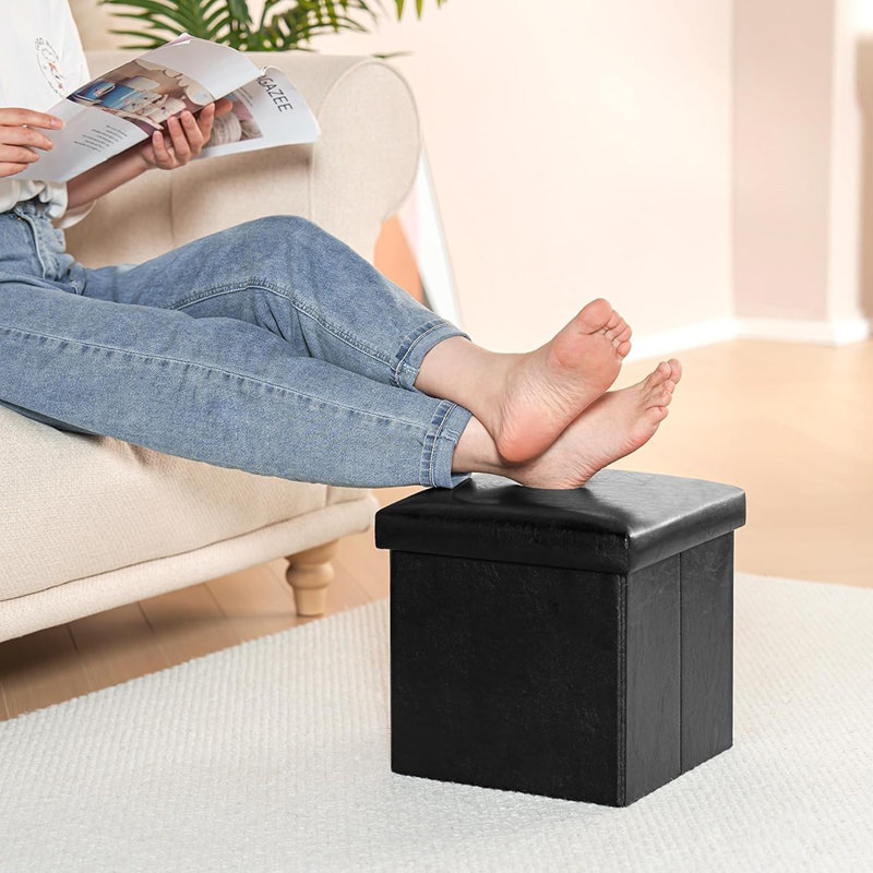 Cube de rangement avec repose-pieds pliable noir