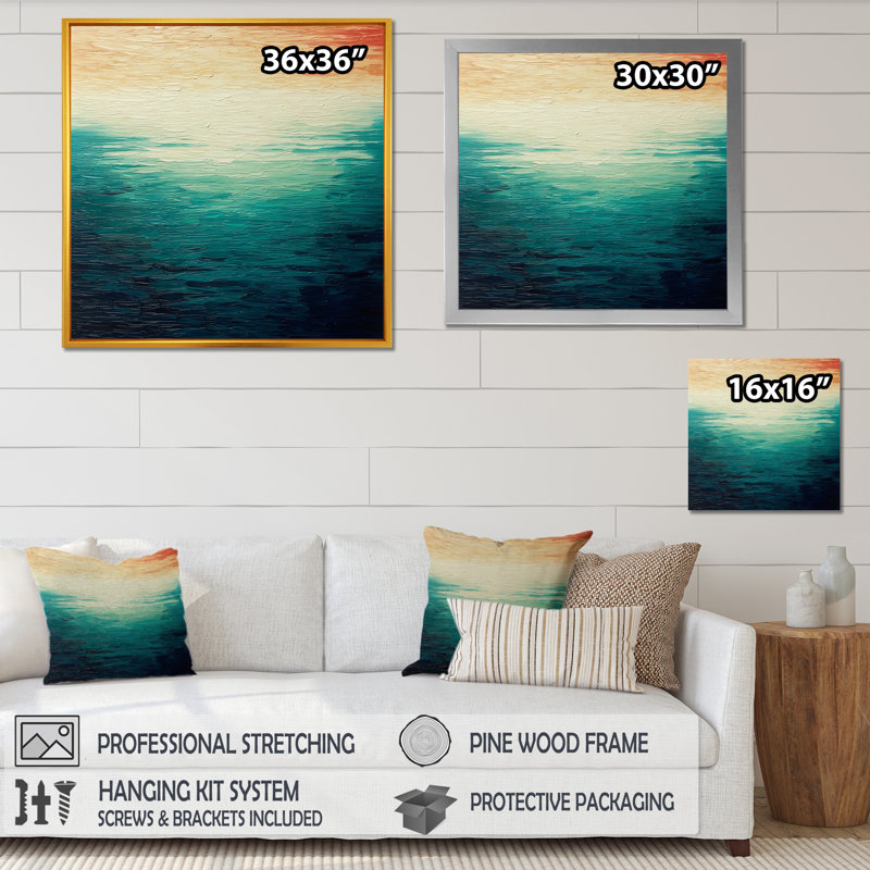 «Minimalistic Essence Beach I - Minimalisme», art mural, Cadre simple noir, H 30 po x l 30 po x P 1,5 po